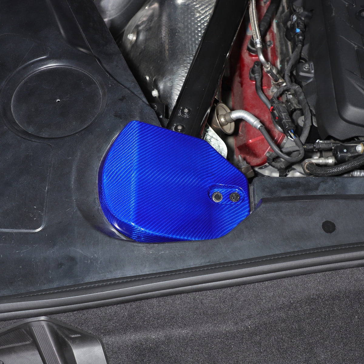Blue Real Carbon Fiber Rear Strut Shock Tower Cover Mag Ride For Corvette C8 20+ 9