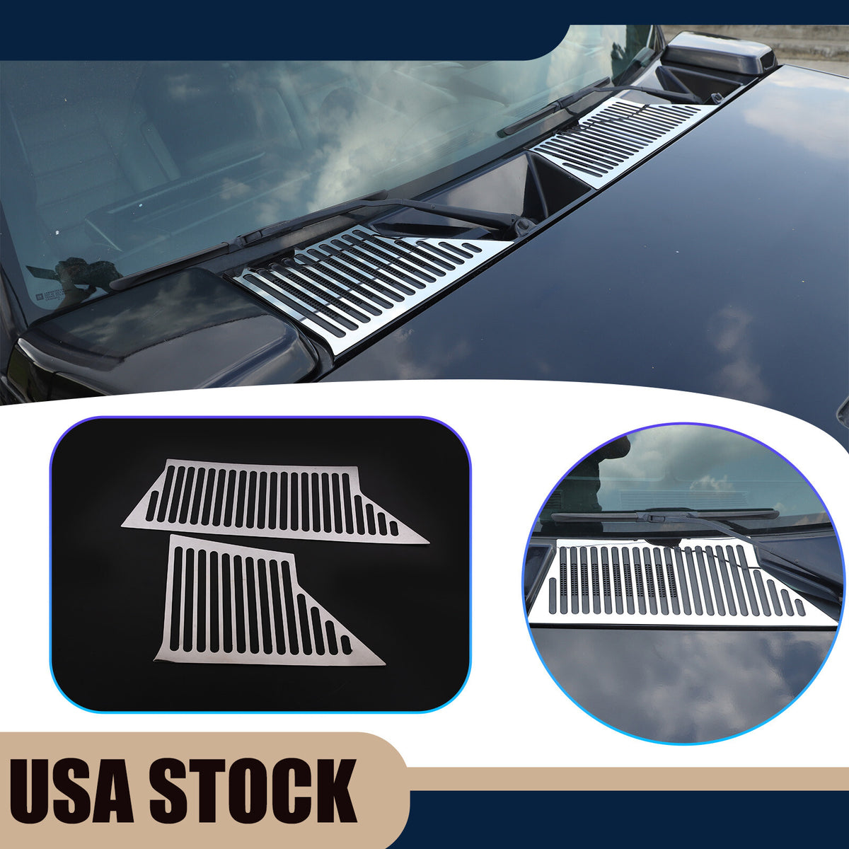 Silver Steel Front Engine Hood Air Outlet Vent trim cover For Hummer H2 03-09 US 1