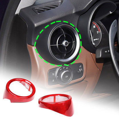 For Alfa Romeo Stelvio 17+ Red Real Carbon fiber Side Air Vent Outlet Cover Trim 5