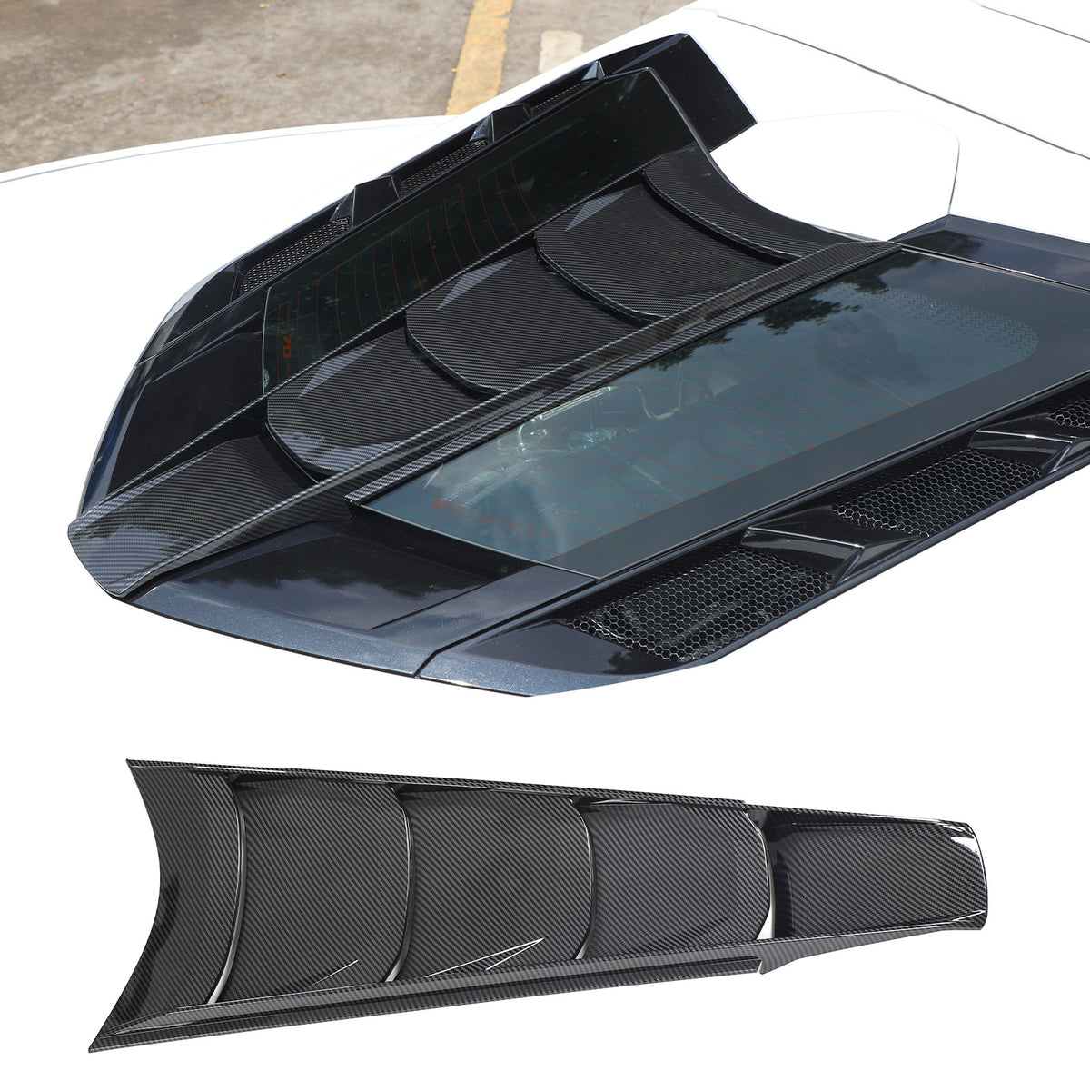 Carbon Fiber ABS Rear Split Window Applique Louver Trim For Corvette C8 Z51 20+ 18