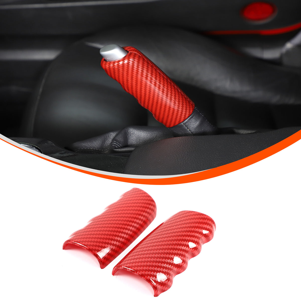 Red Carbon Fiber ABS Parking Brake Lever Sleeve Trim For Corvette C6 2005-2013 16
