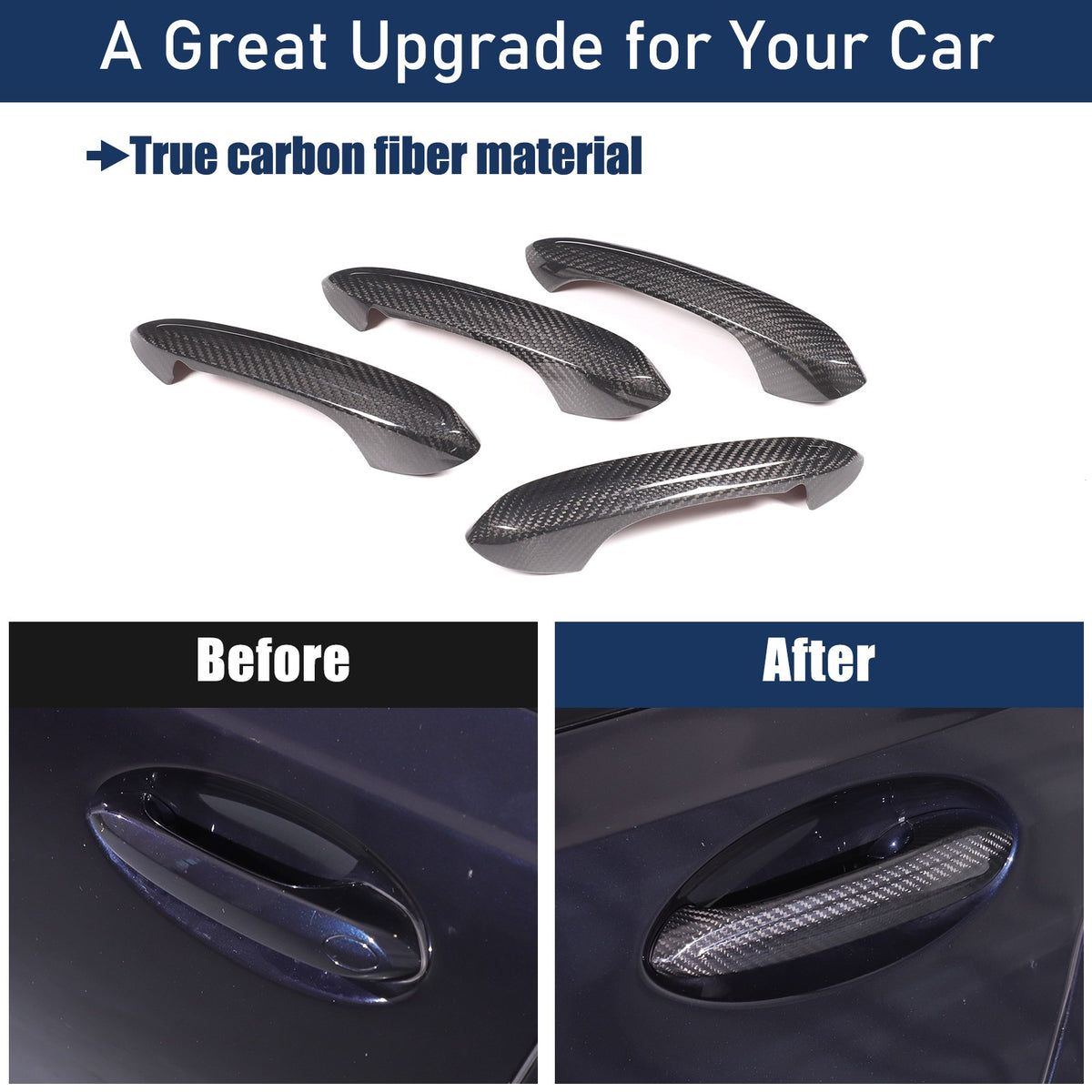 Real Carbon Fiber Exterior Outer Door Handle Trim For BMW 3 Series G20 20-22 23