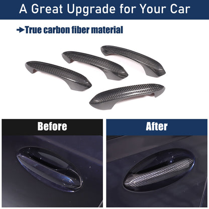 Real Carbon Fiber Exterior Outer Door Handle Trim For BMW 3 Series G20 20-22 23