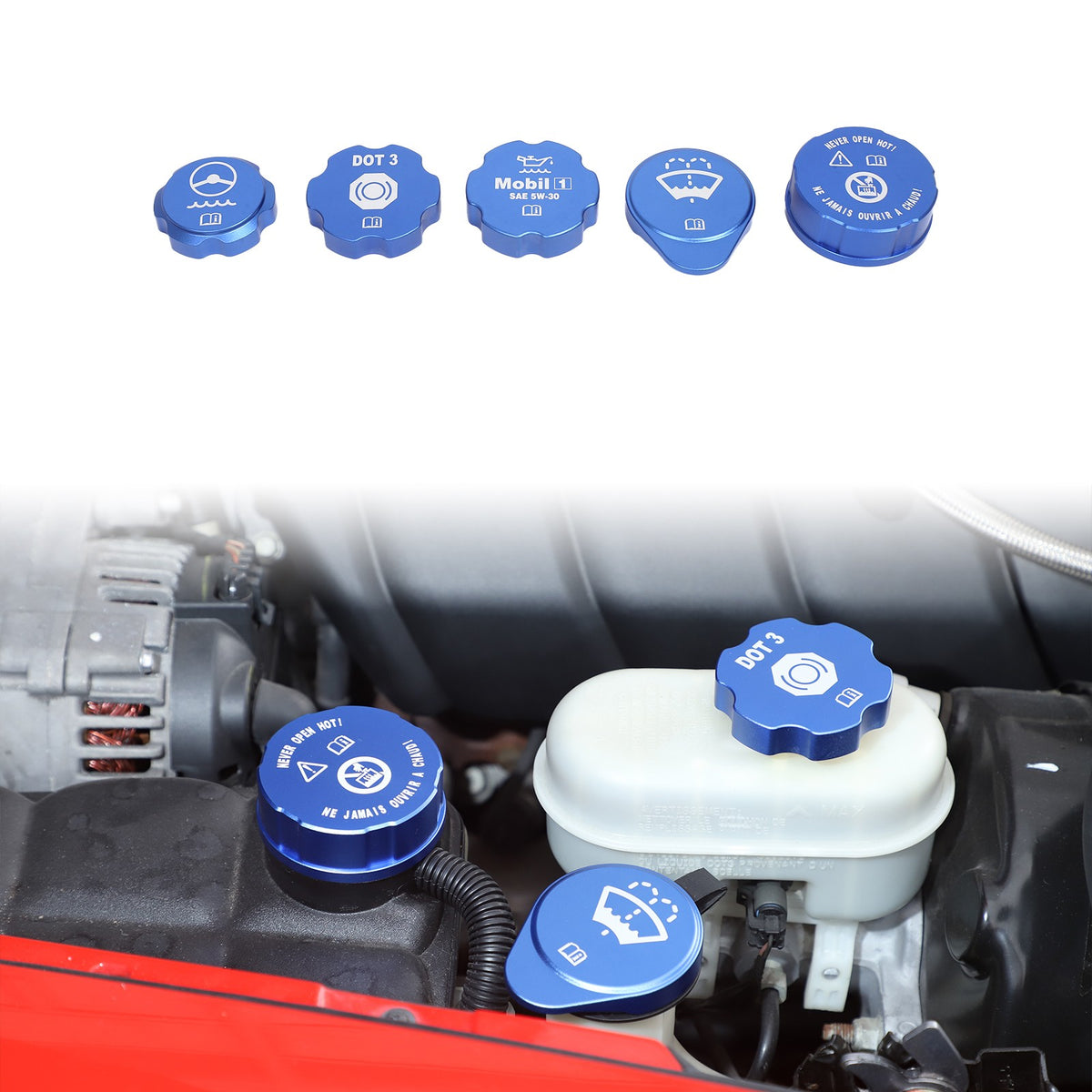5pcs Alloy Blue Engine Cabin Fluid Cover Decorate Caps For Corvette C6 05-13 US 2