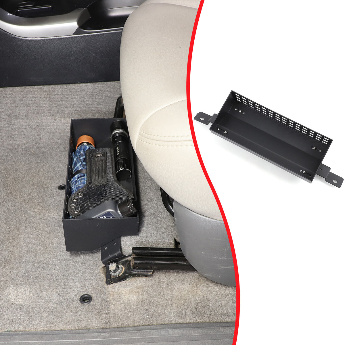 Black Alloy Under-seat Storage Basket Tray For Toyota Prado FJ120 2003-09 US 7