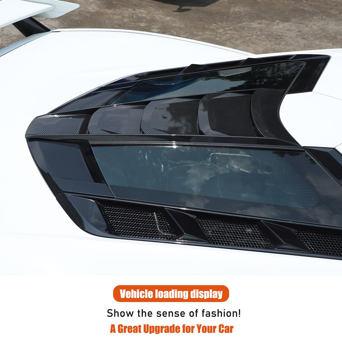 Carbon Fiber ABS Rear Split Window Applique Louver Trim For Corvette C8 Z51 20+ 12