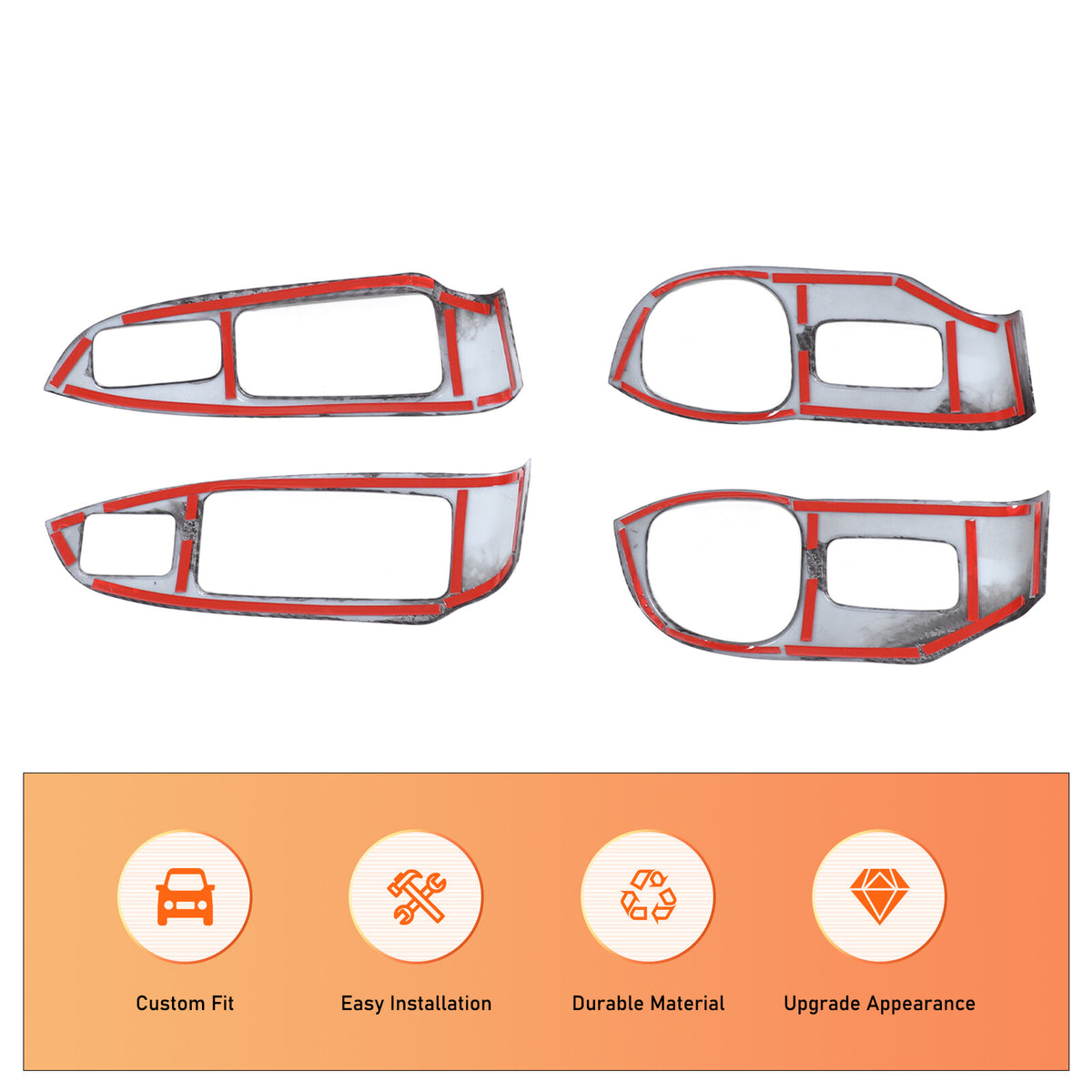 ABS Carbon Fiber Window Lift Switch Button Trim Frame For Honda Pilot 2003-2008 19
