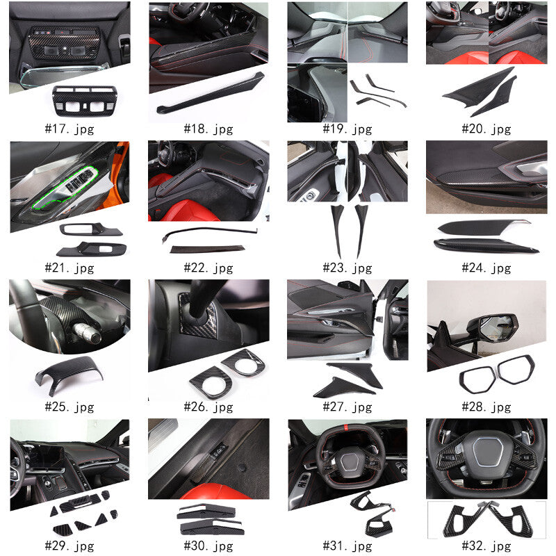 Carbon Fiber ABS Interior Decoration Cover Trim Kit For Corvette C8 2020-2025 - Styles 31-35 3