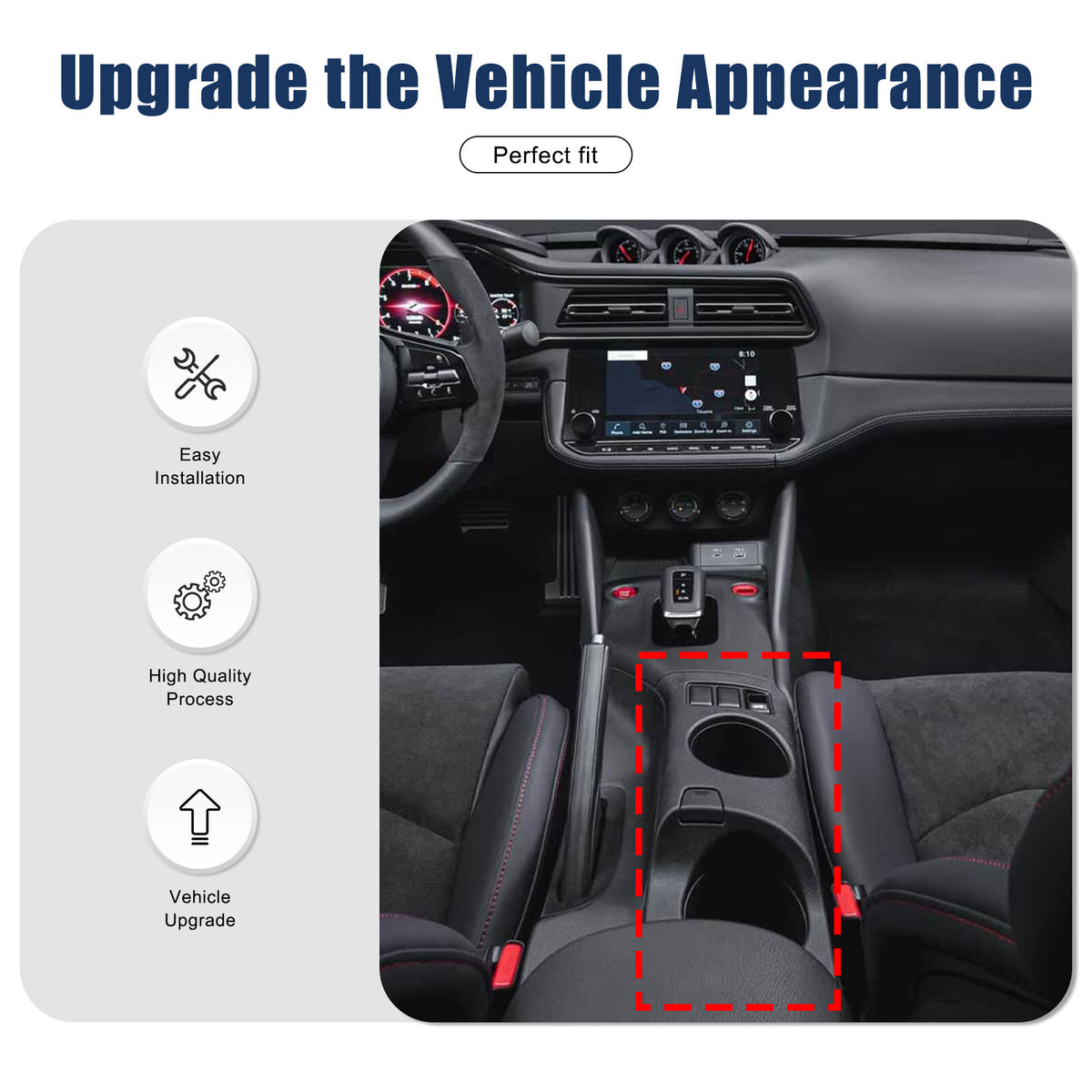 Real Carbon Fiber Center Console Cup Holder Panel Trim for Nissan 400Z 3