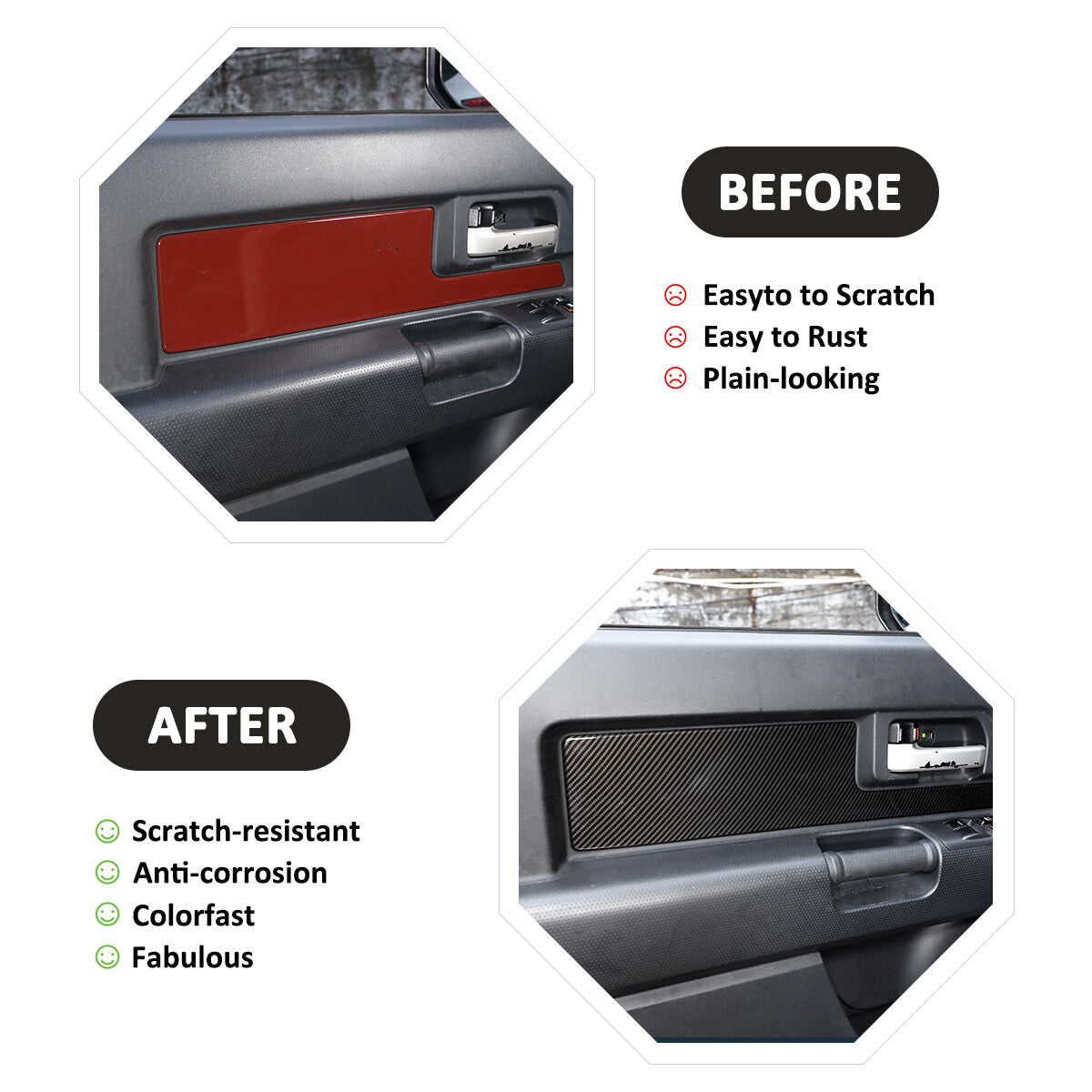 ABS Inner Door Trim Panel Strip Cover Decorate For Toyota FJ Cruiser 2007-2021 5