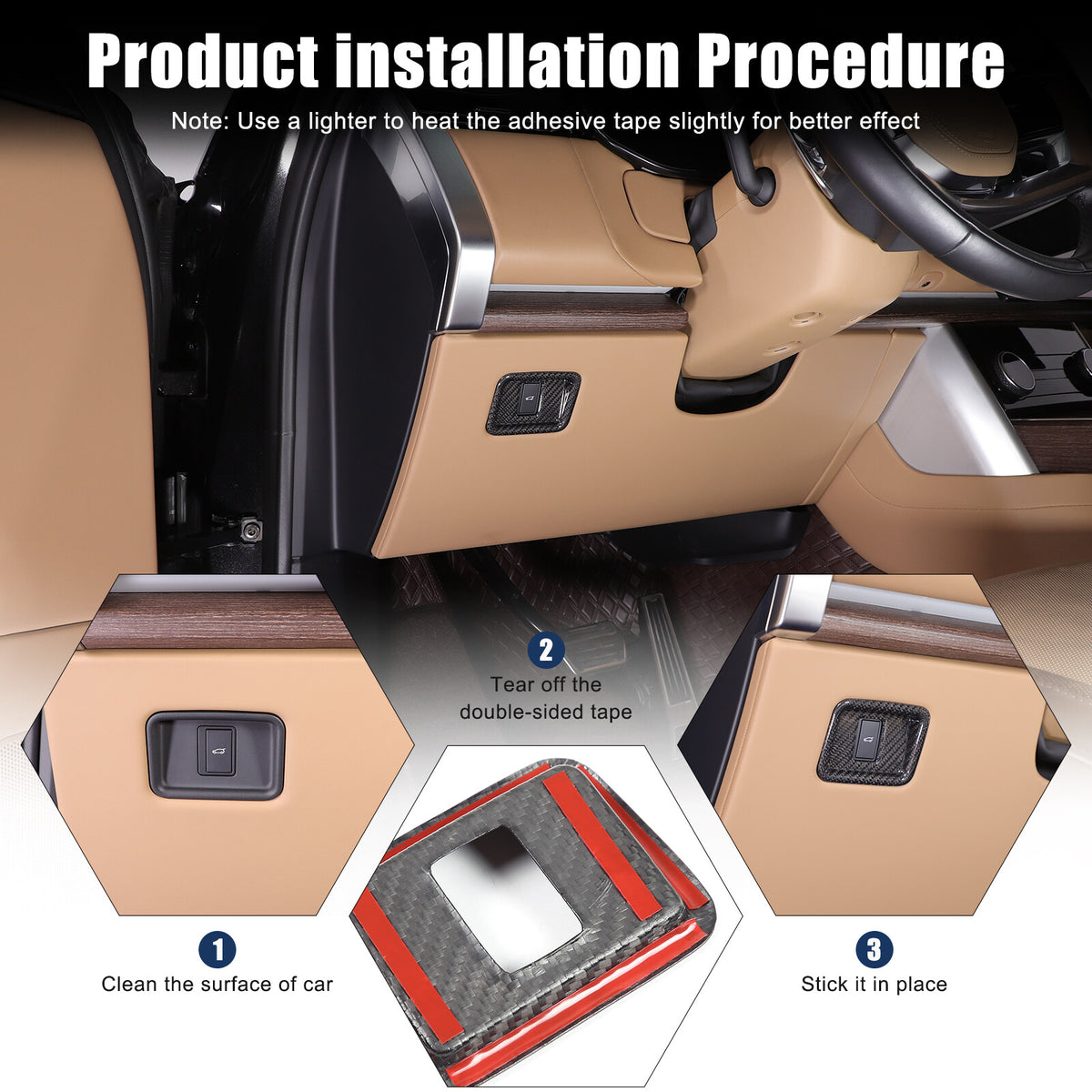 Real Carbon Fiber Inner Tailgate Switch Trim Cover For Range Rover Vogue 23+ 2