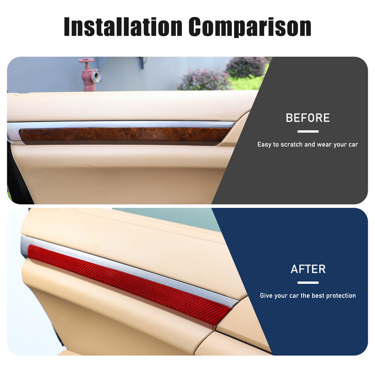 Red Real Carbon Fiber Interior door panel Trim For Porsche Cayenne 958 11-17 4