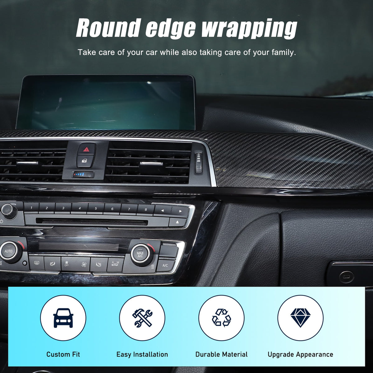 Real Carbon Fiber Central Console Dashboard Trim For BMW M3 M4 F80 F82 2014-2019 17