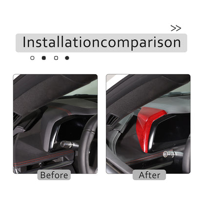 Red Carbon Fiber Instrument Display Side Panel Trim Cover For 20-25 Corvette C8 5