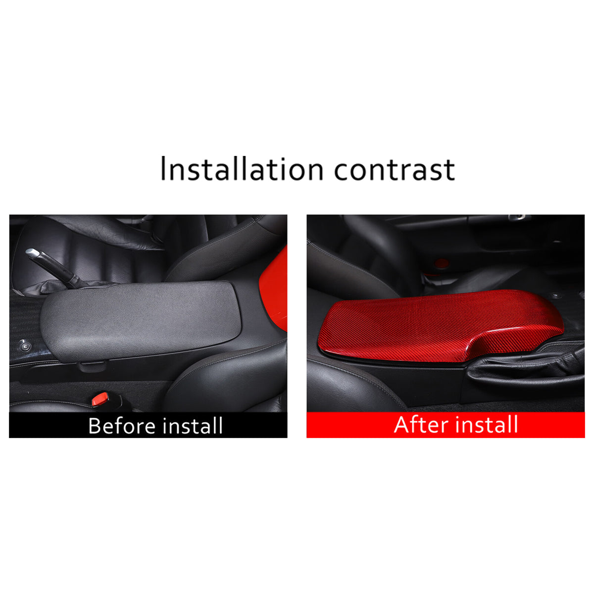 Red Real Carbon Fiber Center Console Armrest Box Cover For Corvette C6 2005-13 4