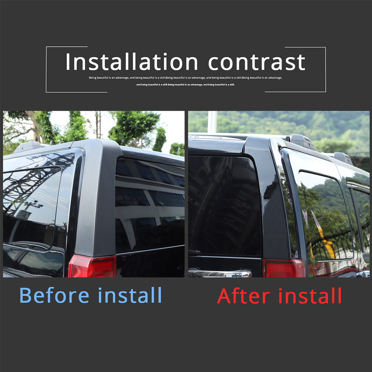 2pcs Glossy Black Window Pillar Posts Door Trim Cover For Hummer H3 2005-2009 17