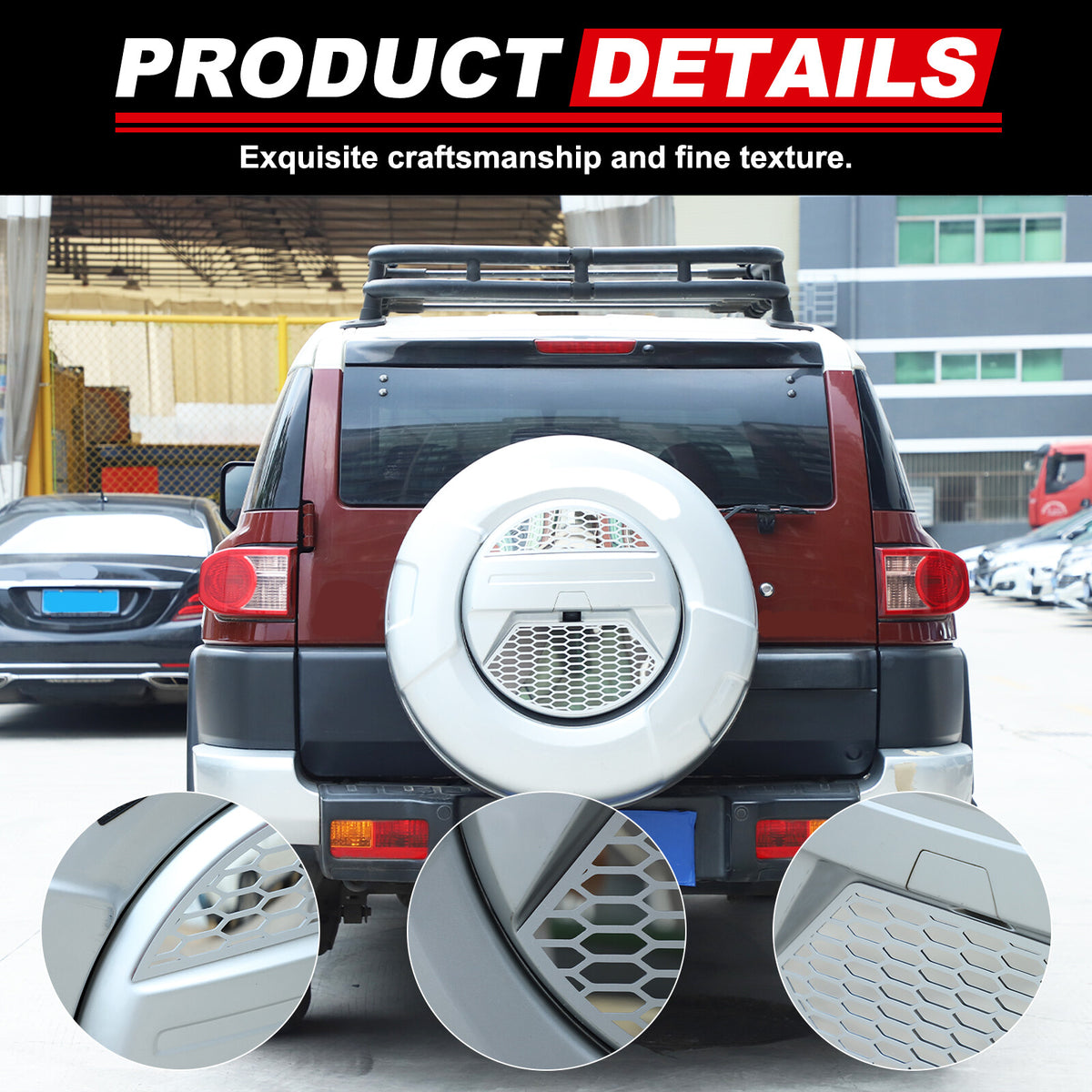 Silver Alloy Spare Tire Trim Cover Patch For Toyota FJ Cruiser 2007-21 14