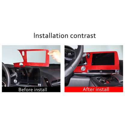 Red Real Carbon Fiber Dashboard Navigation Display Srceen Trim For Corvette C8 14