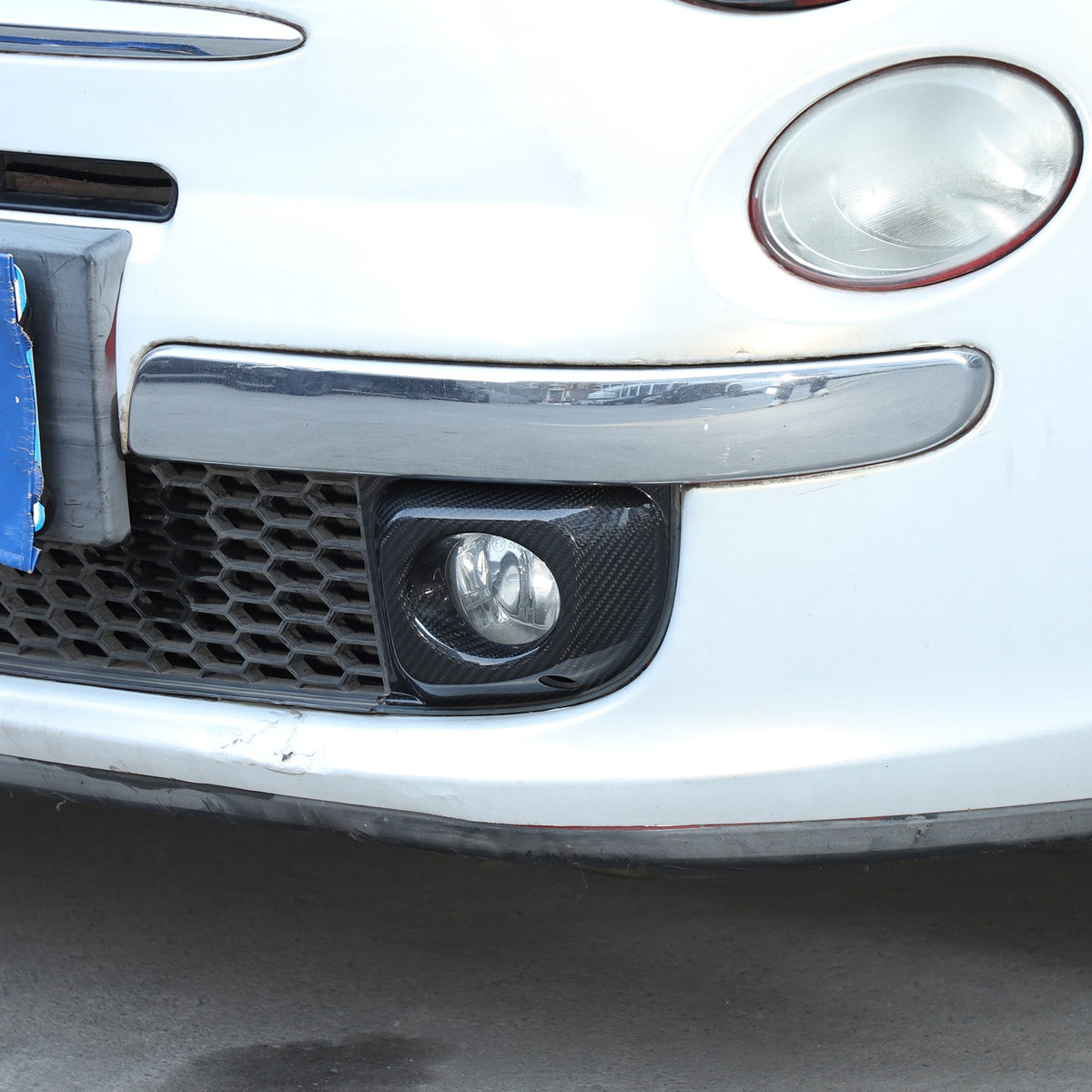 Real Carbon Fiber Front Fog Light Frame Trim For Fiat 500 312 2011-2015 8