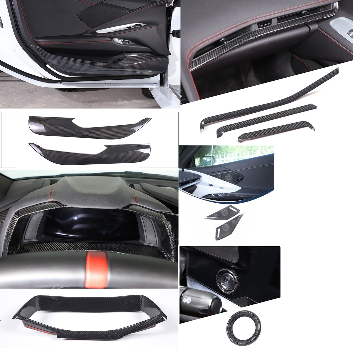 Real Carbon Fiber Center Cover Trim Set For Corvette C8 2020-2025 1
