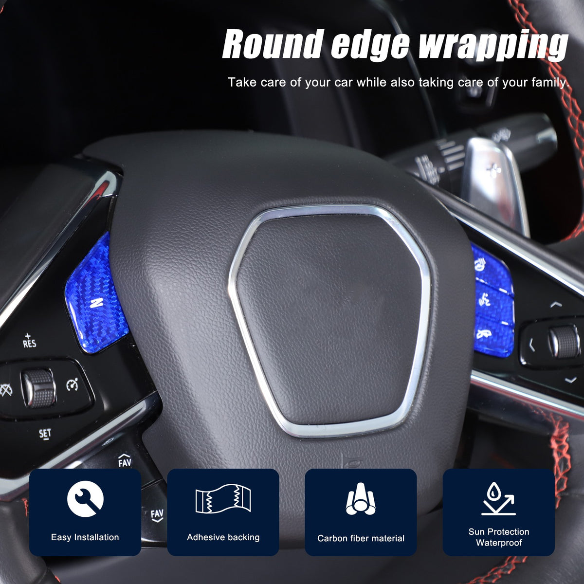 Blue Real Carbon Fiber Full Interior Set Decor Trim Kit for Corvette C8 20-25 - Variants 21-25 29