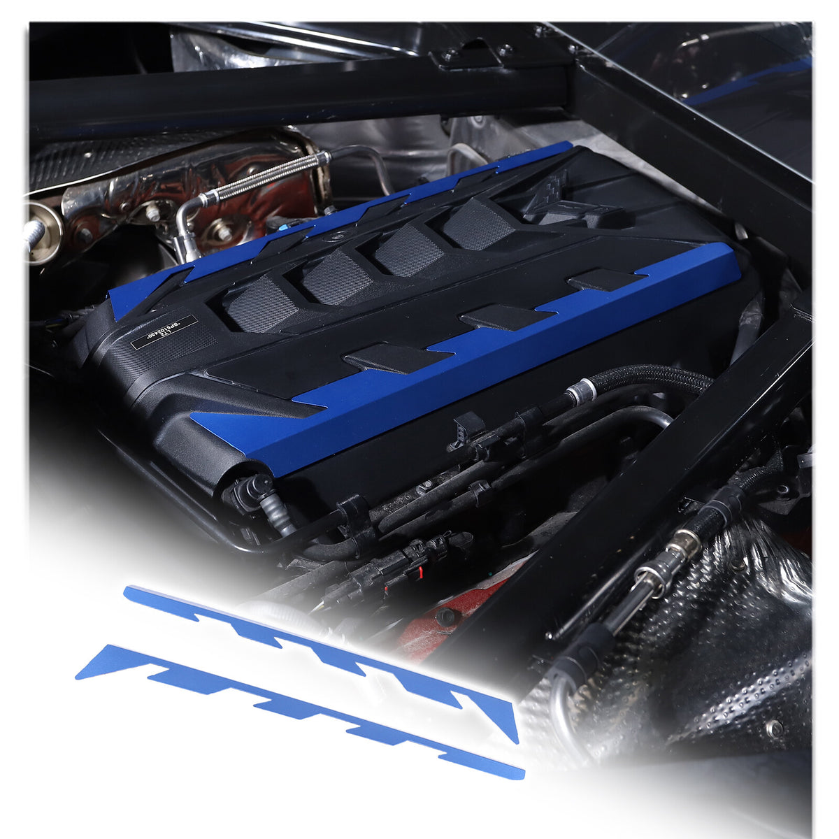 Blue Aluminum Engine Bay Engine Side Cover Plate Trim For Corvette C8 2020-26 8
