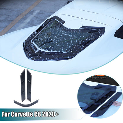 ABS Piano Black Rear Hood Wash Waterproof Trim Cover For Corvette C8 2020+ 1
