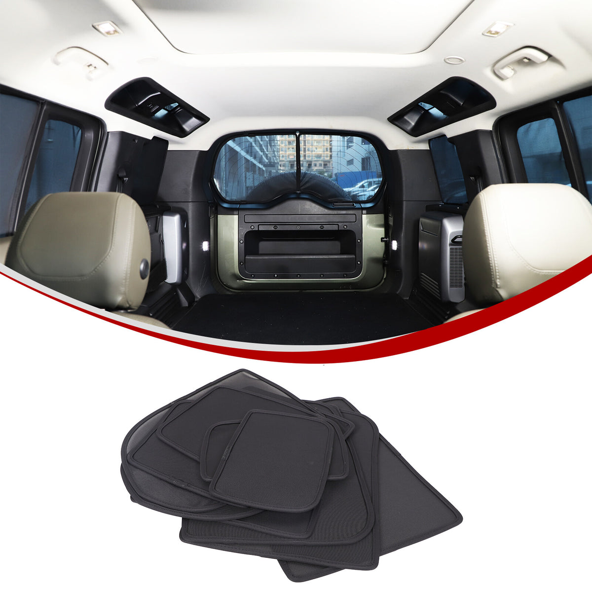 Car Window Screen Sun Shade Mesh Cover Windshield For LR Defender L663 20-25 8