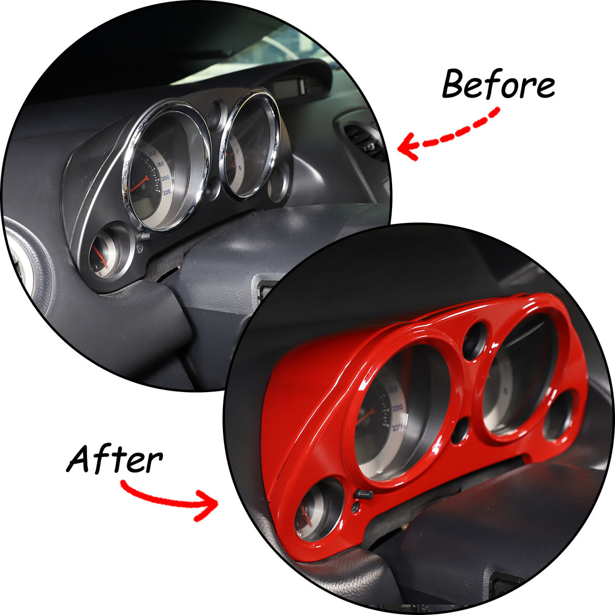 7pcs Red ABS Interior Center Console Trim Cover For Mitsubishi ECLIPSE 2006-11 5