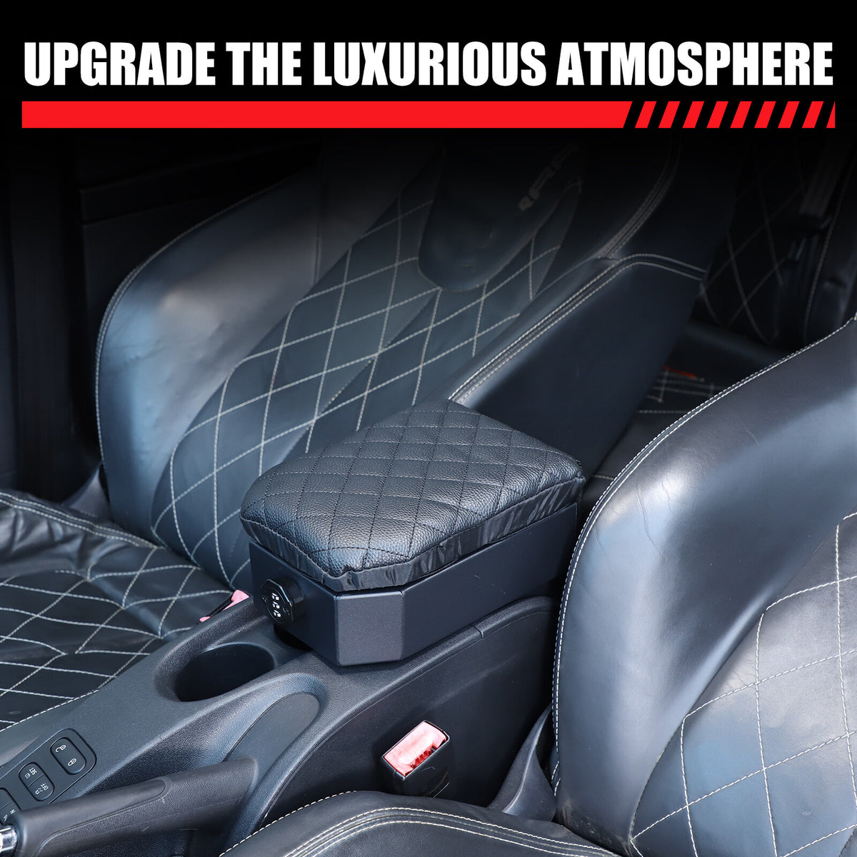 Aluminum Locking Center Armrest Vault Safe Storage Box For SEAT Leon 2008-2012 4
