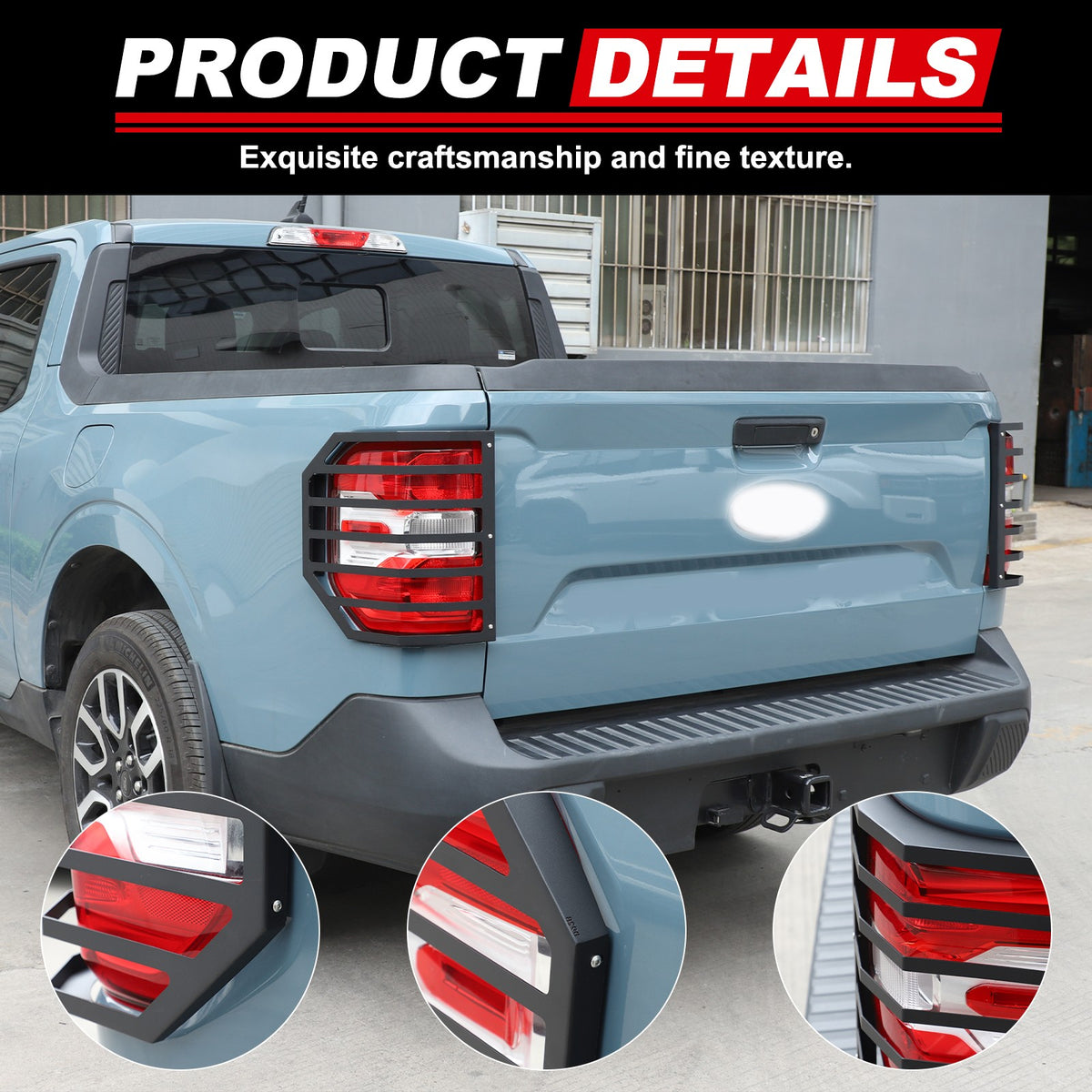 Mesh Carbon Steel Black Taillight Protection Cover Trim For Ford Maverick 2022+ 21