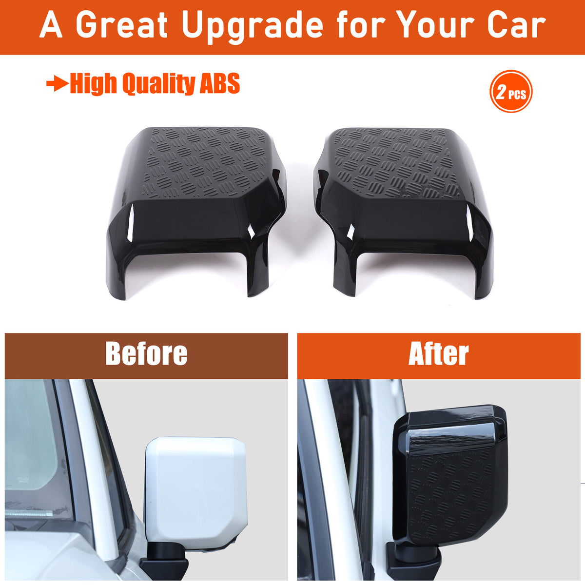 Glossy Black Rearview Mirror Trim For Toyota Land Cruiser Prado LC250 24+ US 4