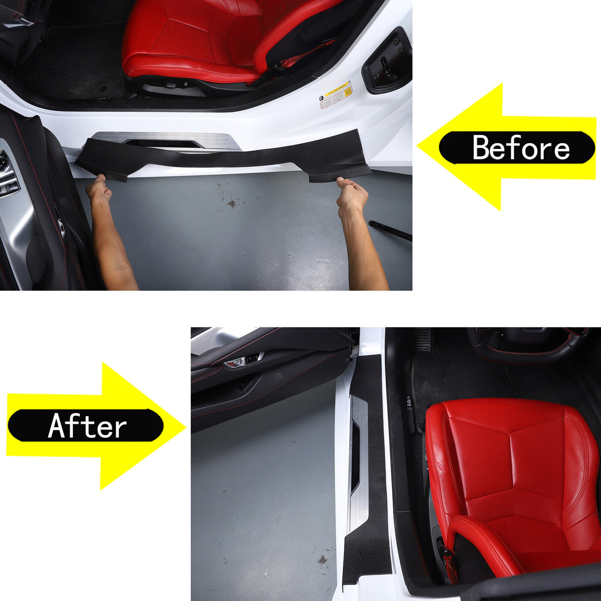 Black TPE Exterior Car Entry Guards Door Sill Cover Trim For Corvette C8 2020-26 5