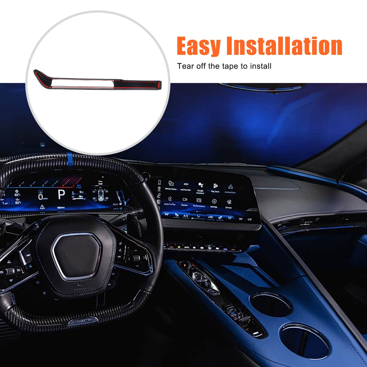 Glossy Piano Black Center Console Air Vent Trim Cover For Corvette C8 2026+ 2