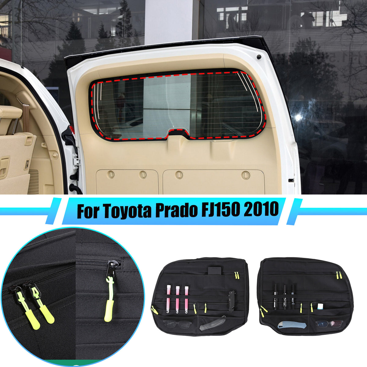 Tailgate Rear Door Cargo Trunk Storage Bag Organizer For Toyota Prado FJ150 2010 1