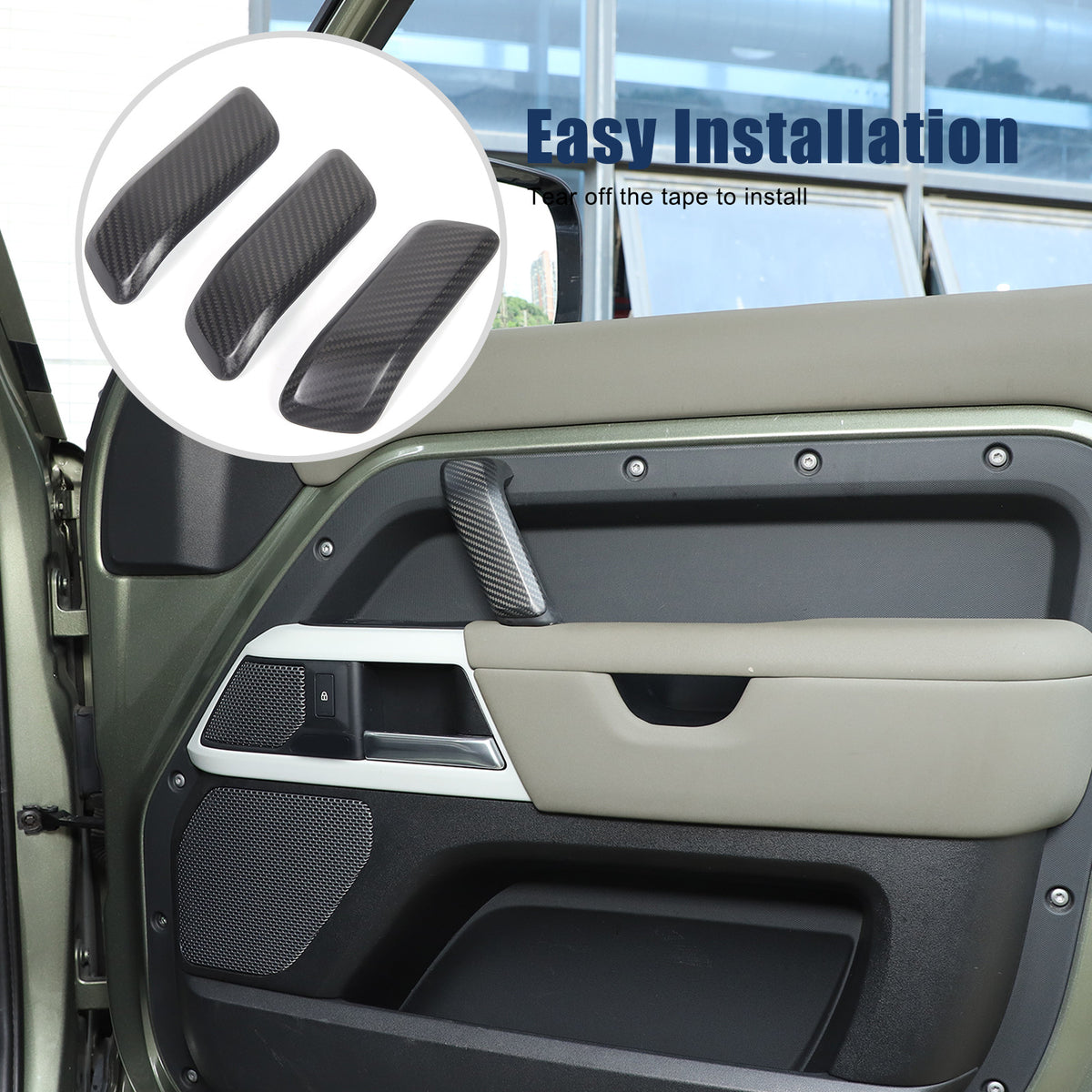 Matte Real Carbon Interior Door Handle Cover Trim For LR Defender 110 2020-23 10