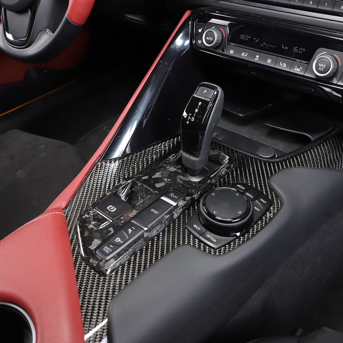 Forged Console Gear Shift Box Panel Trim Cover For Toyota Supra A90 2019-2022 11