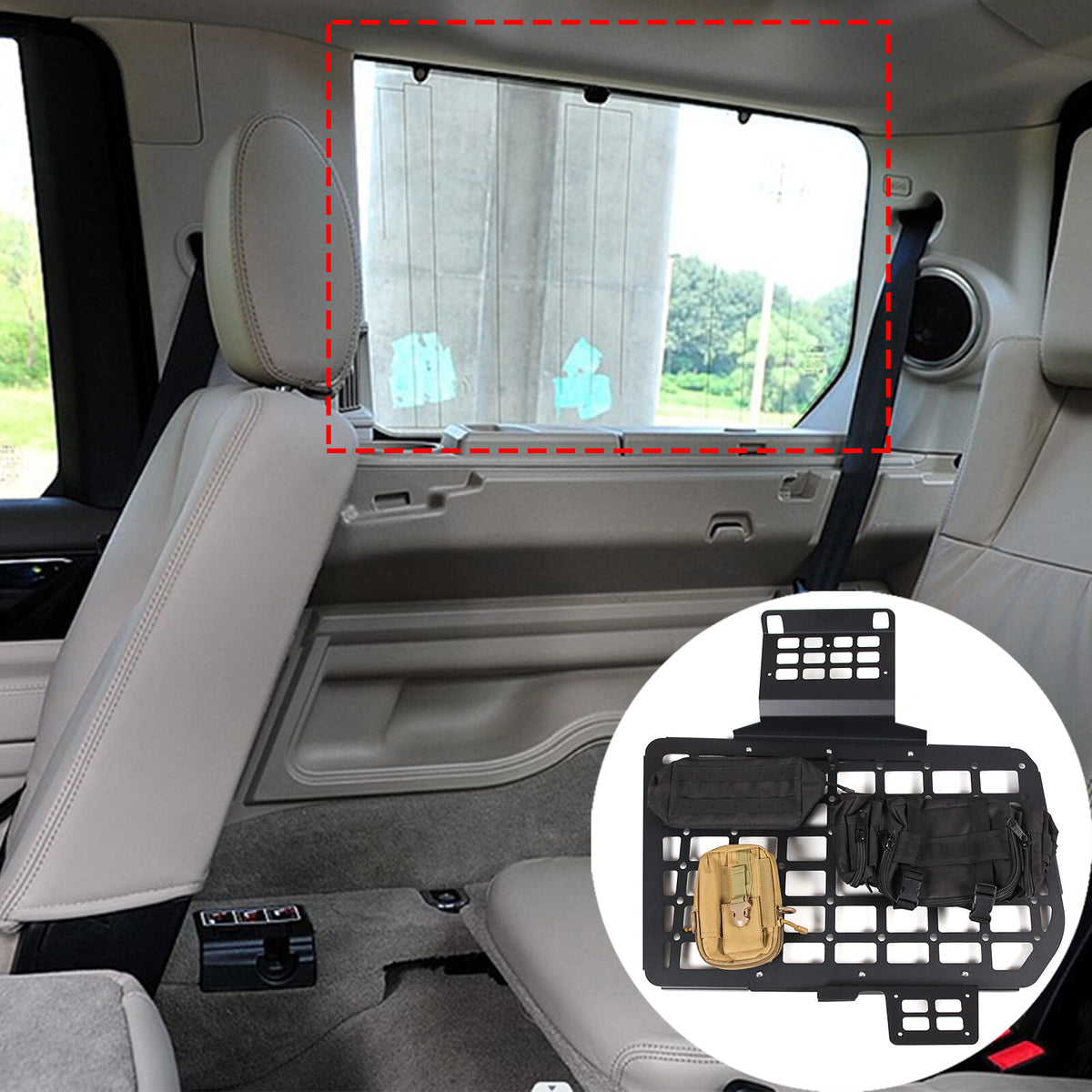 Rear Side Window MOLLE Storage Flank Panel For Land Rover Discovery LR3 LR4 L319 13