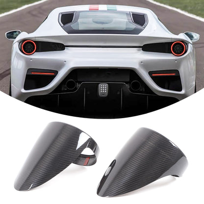 Real Dry Carbon Fiber Rear Tail Light Trunk Lamp Trim For Ferrari 458 2011-2016 2