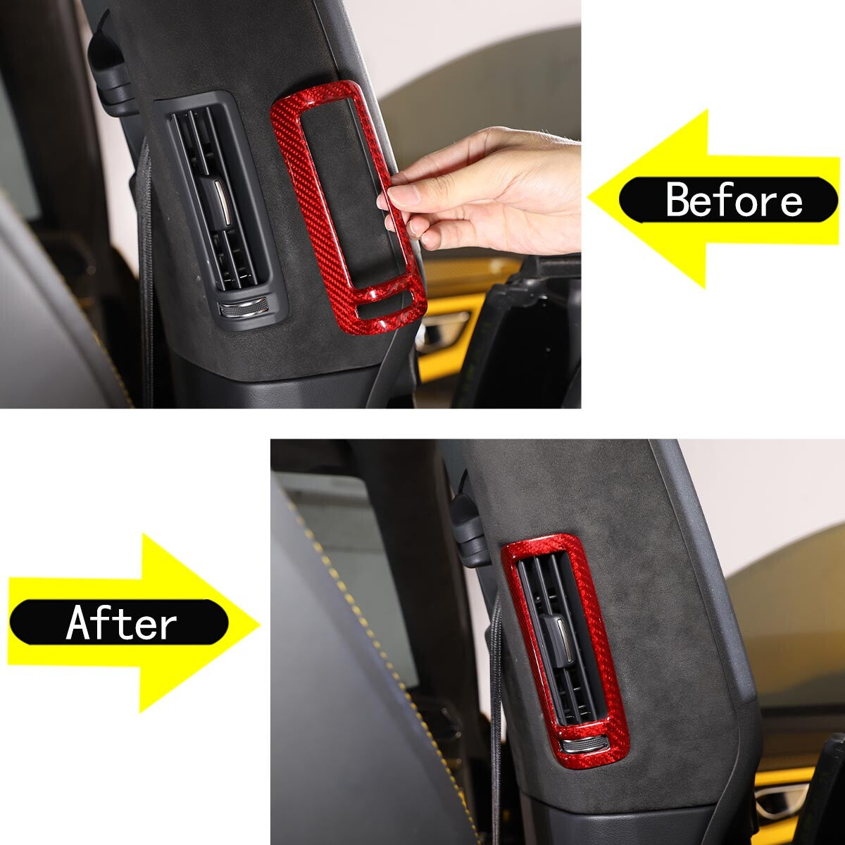 Red Carbon Fiber Car B Pillar Air Outlet Cover Trim For LAMBORGHINI URUS 18-23 9