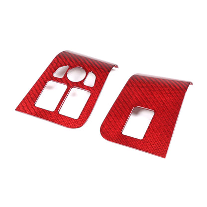 Red Carbon Fiber Window Lift Switch Button Trim Frame For Jaguar F-TYPE 2013-18 13
