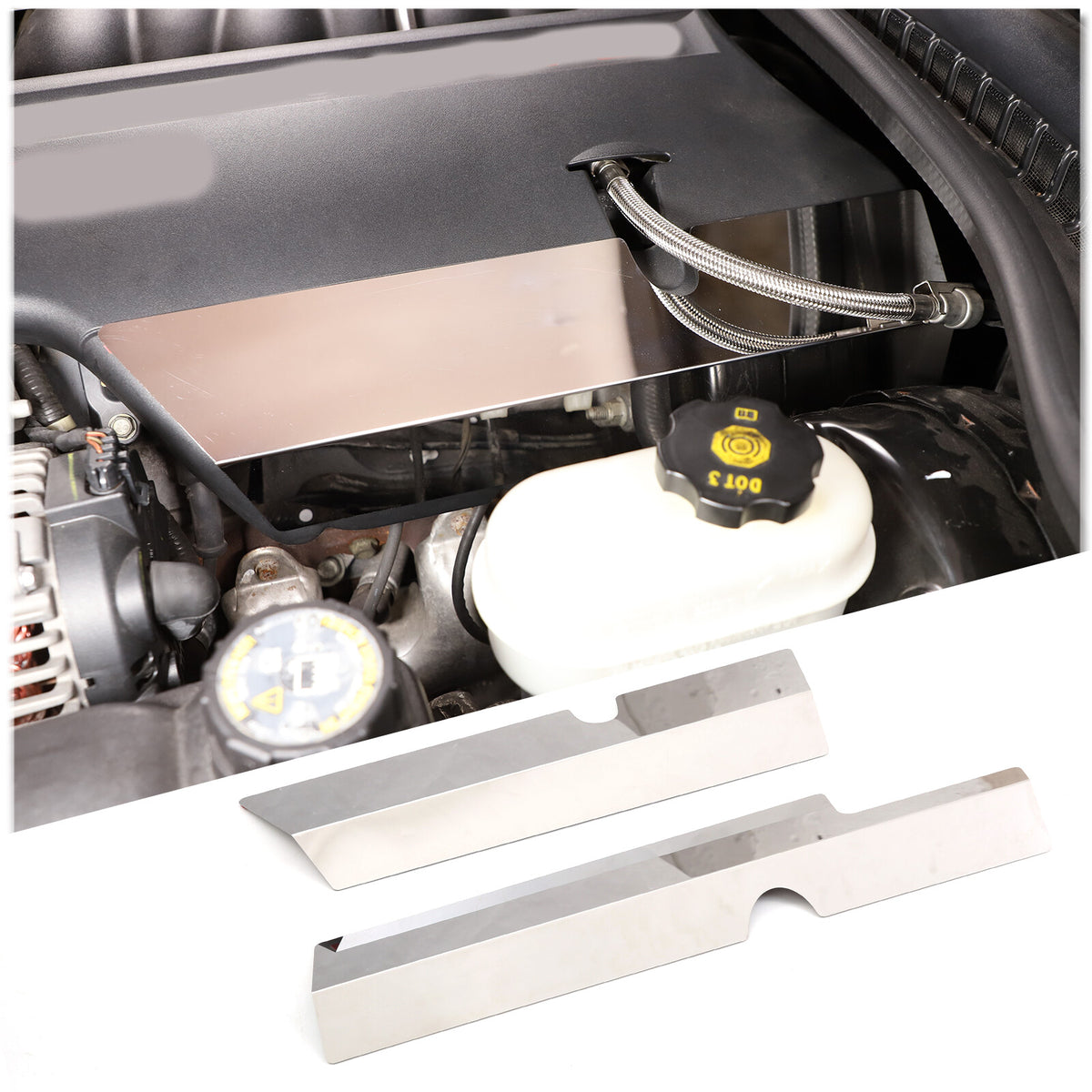 Gloss Stainless Engine LOWER FUEL RAIL COVER parts Fit for corvette C6 2005-2013 9
