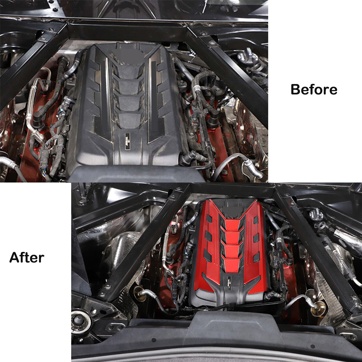 Aluminium Alloy Red Engine Bay Panel Cover For CORVETTE C8 2020 2021 2026 2026 3