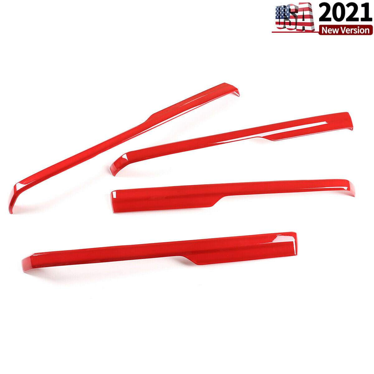 ABS Red Inner Door Armrest Cover Trim Frame For Toyota Tundra Crew Cab 2014-2018 4