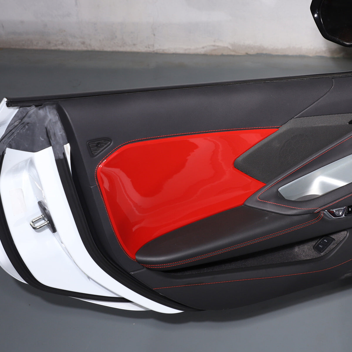 Red ABS Interior Door Anti-Kick Panel Cover Trim Frame For Corvette C8 20-26 4