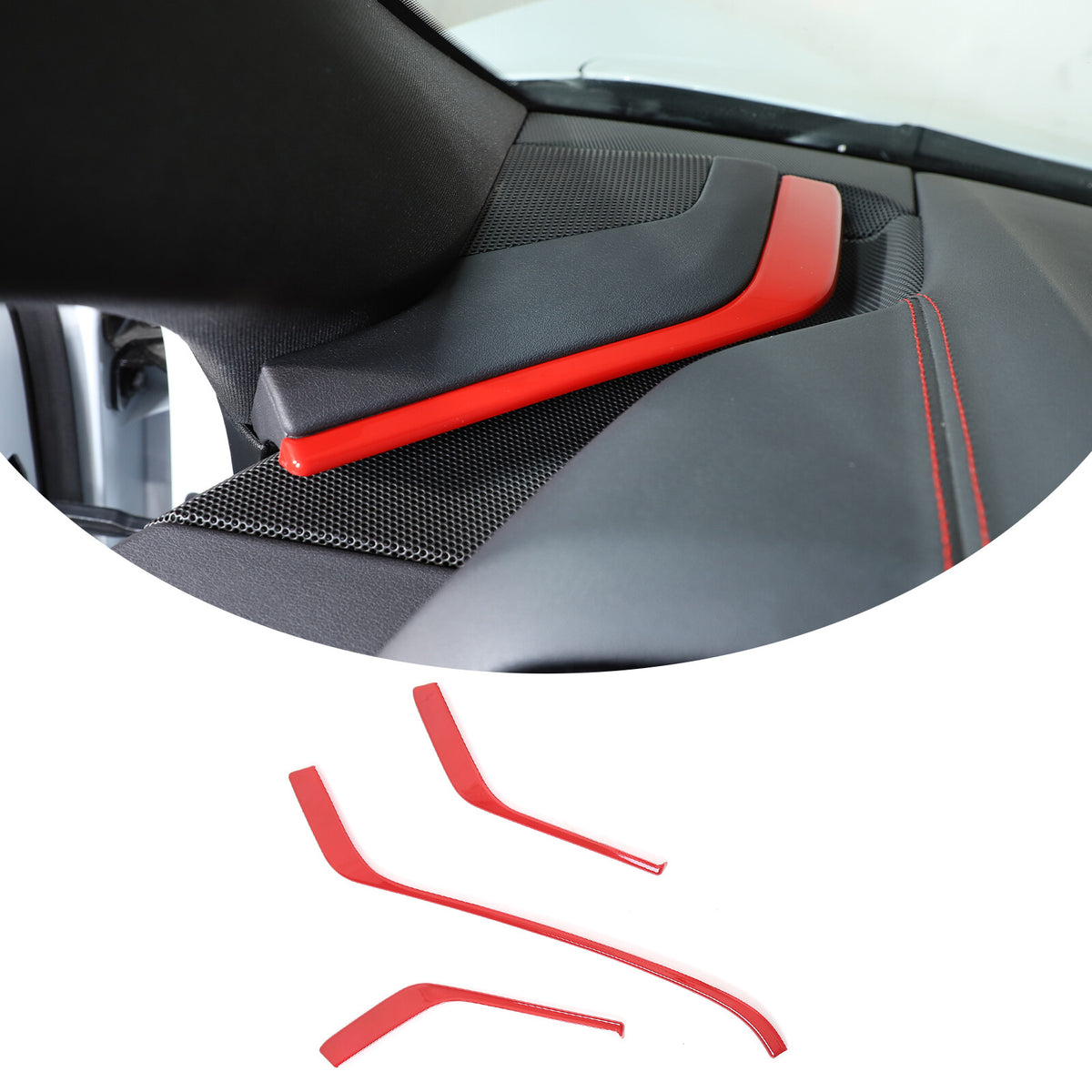 ABS Red Console Side Dashboard Trim Strips For Corvette C8 Stingray 2020-25 18