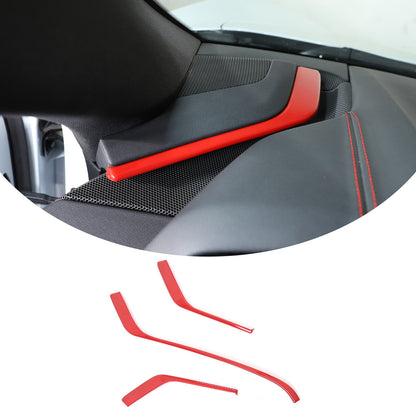ABS Red Console Side Dashboard Trim Strips For Corvette C8 Stingray 2020-25 18