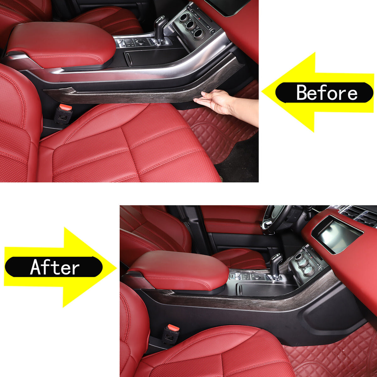 Black Grain Console Side Trim Strip Cover For Range Rover Sport 2014-2022 4