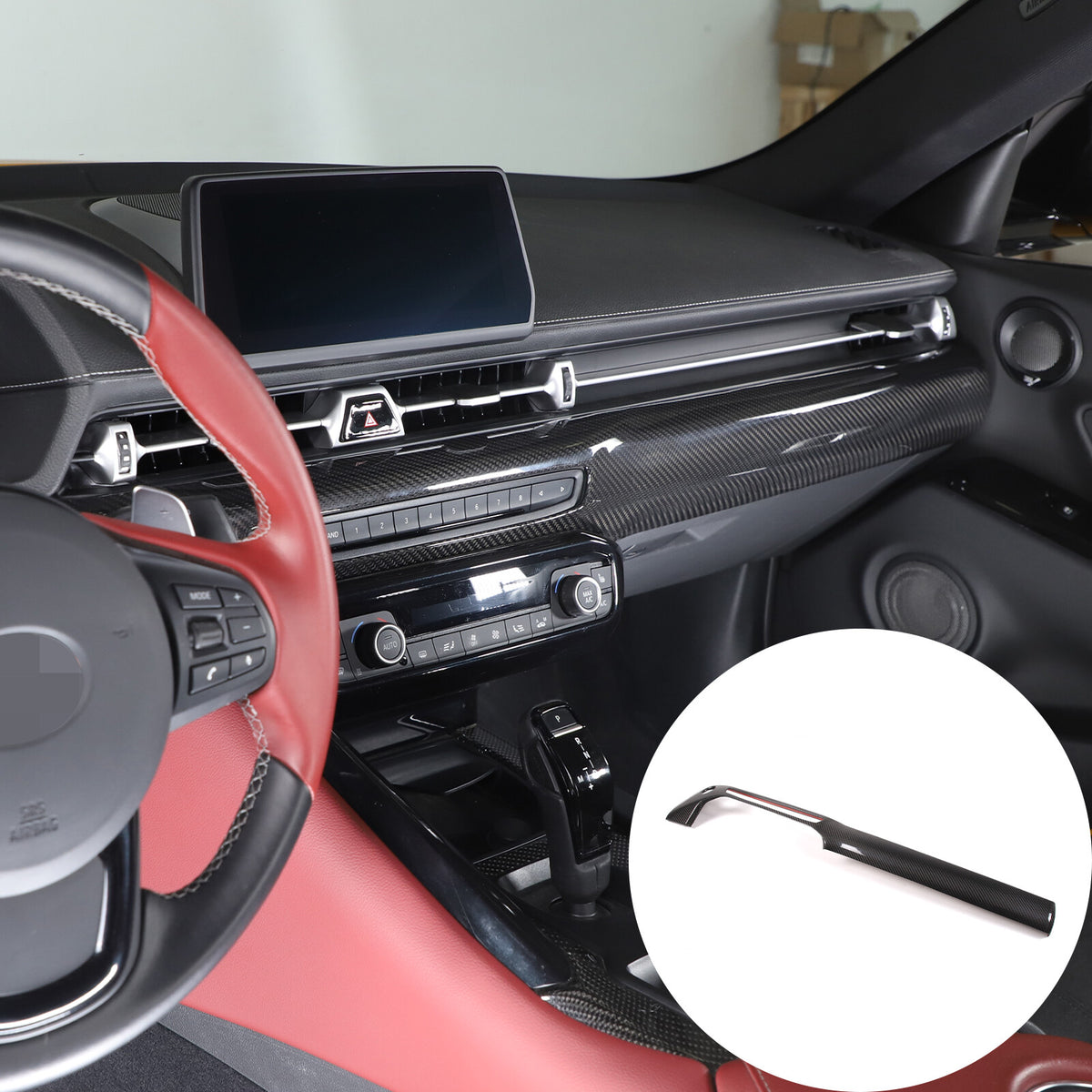 Real Carbon Fiber Center Console Dashboard Panel Trim For Toyota Supra 2019-24 18