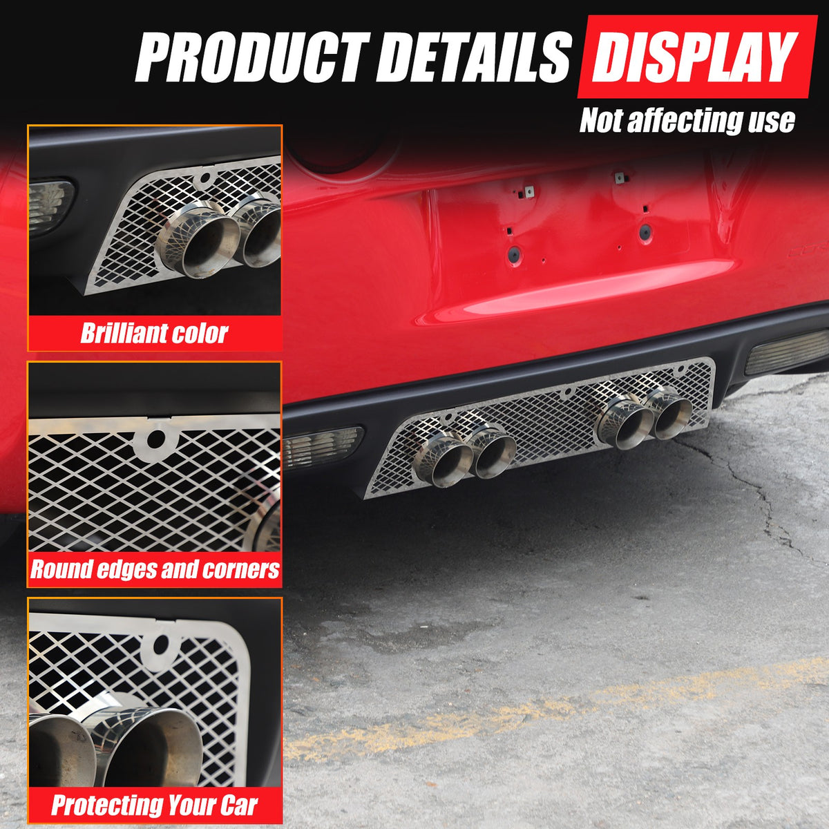Honeycomb Stainless Steel Exhaust Heat Shield Guard Trim For Corvette C6 2005-13 14